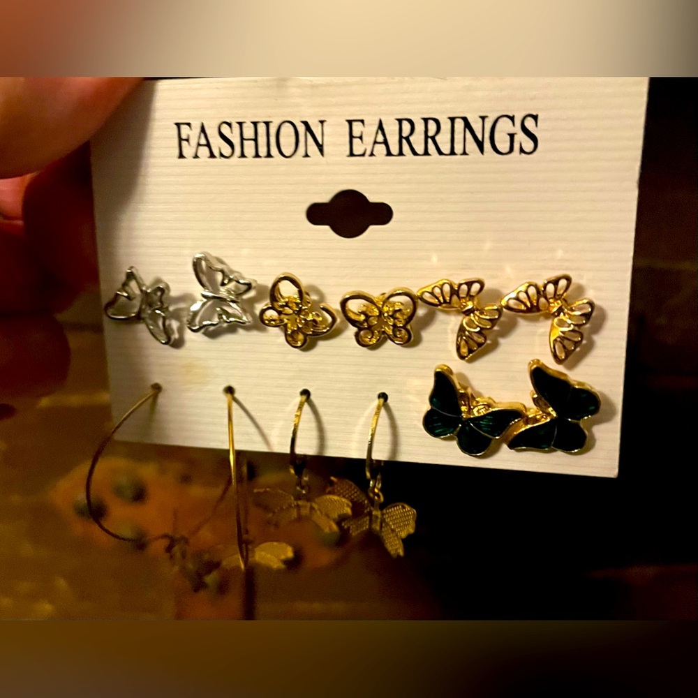 Fashion Earrings Butterfly Earrings Lot of Six Pairs